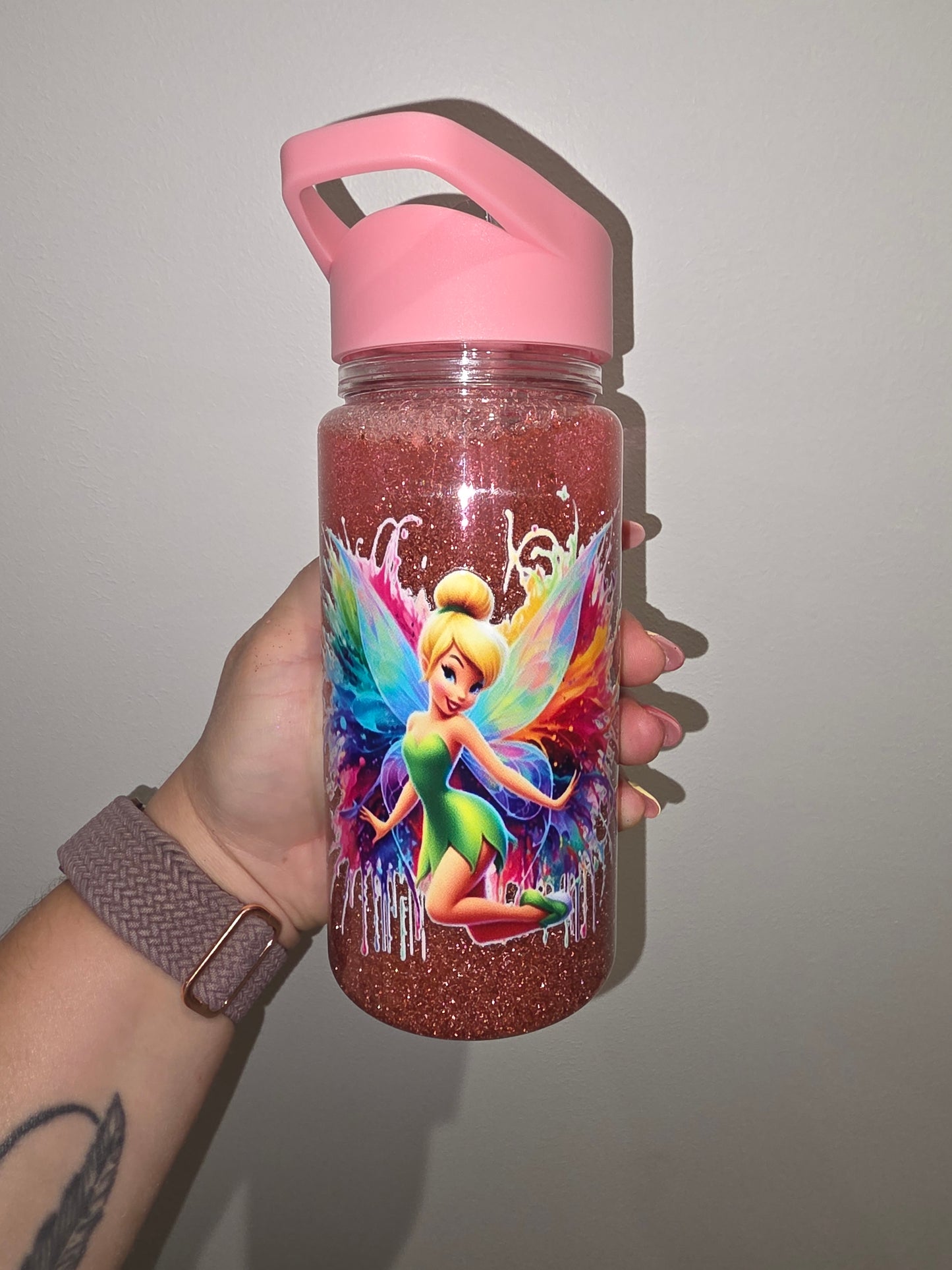 Gourde enfant personnalisée avec paille intégrée et paillettes