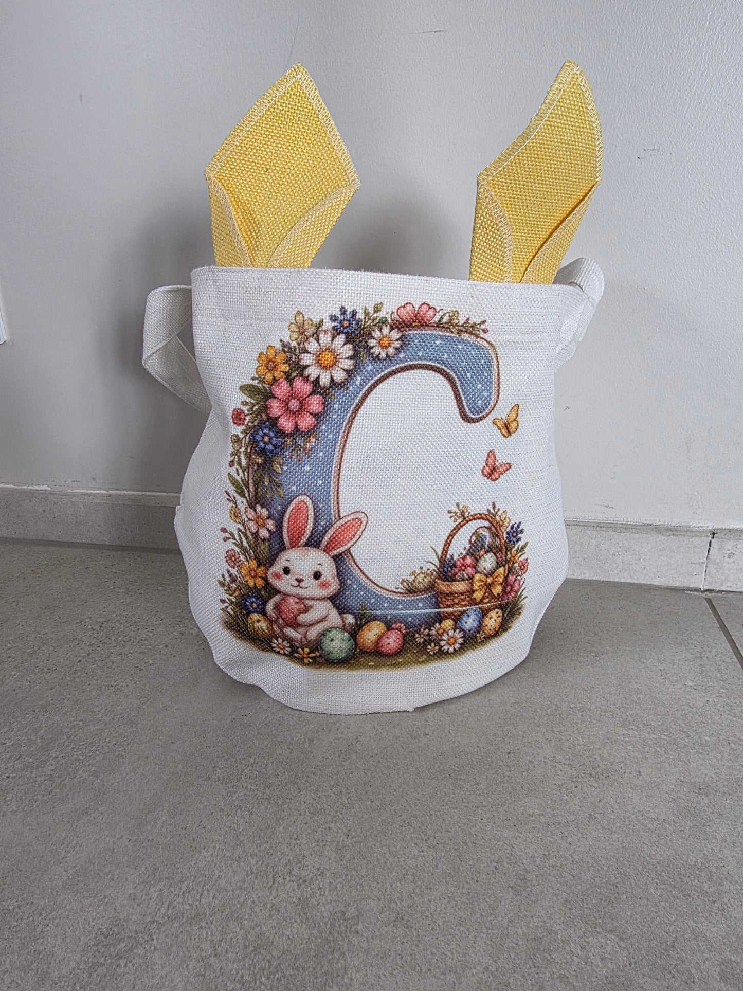 Sac de Pâques personnalisé avec prénom – Sac de chasse aux œufs enfant