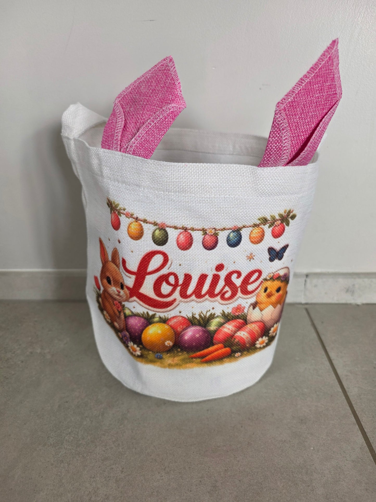 Sac de Pâques personnalisé avec prénom – Sac de chasse aux œufs enfant