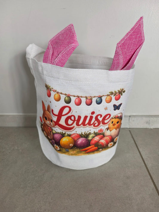 Sac de Pâques personnalisé avec prénom – Sac de chasse aux œufs enfant