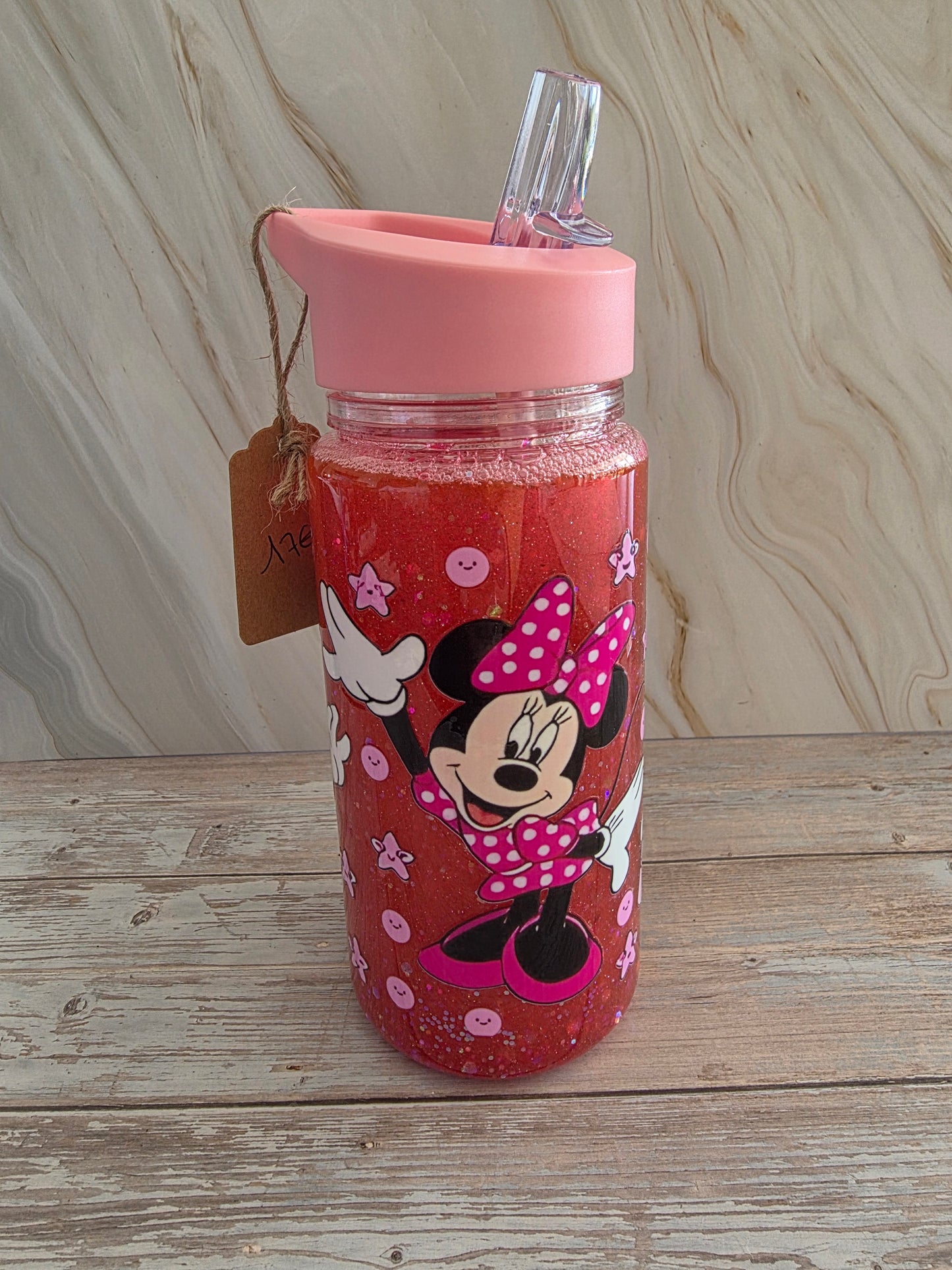 Gourde enfant personnalisée avec paille intégrée et paillettes